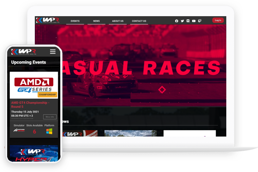 World Pro Racing custom built website, website developed and designed by Neural Solutions